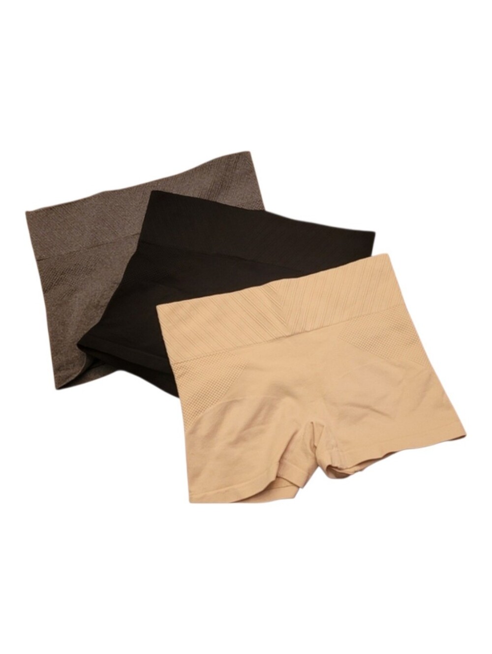 Seamless High-Waist Shapewear Shorts Trio - Beige, Black, Gray